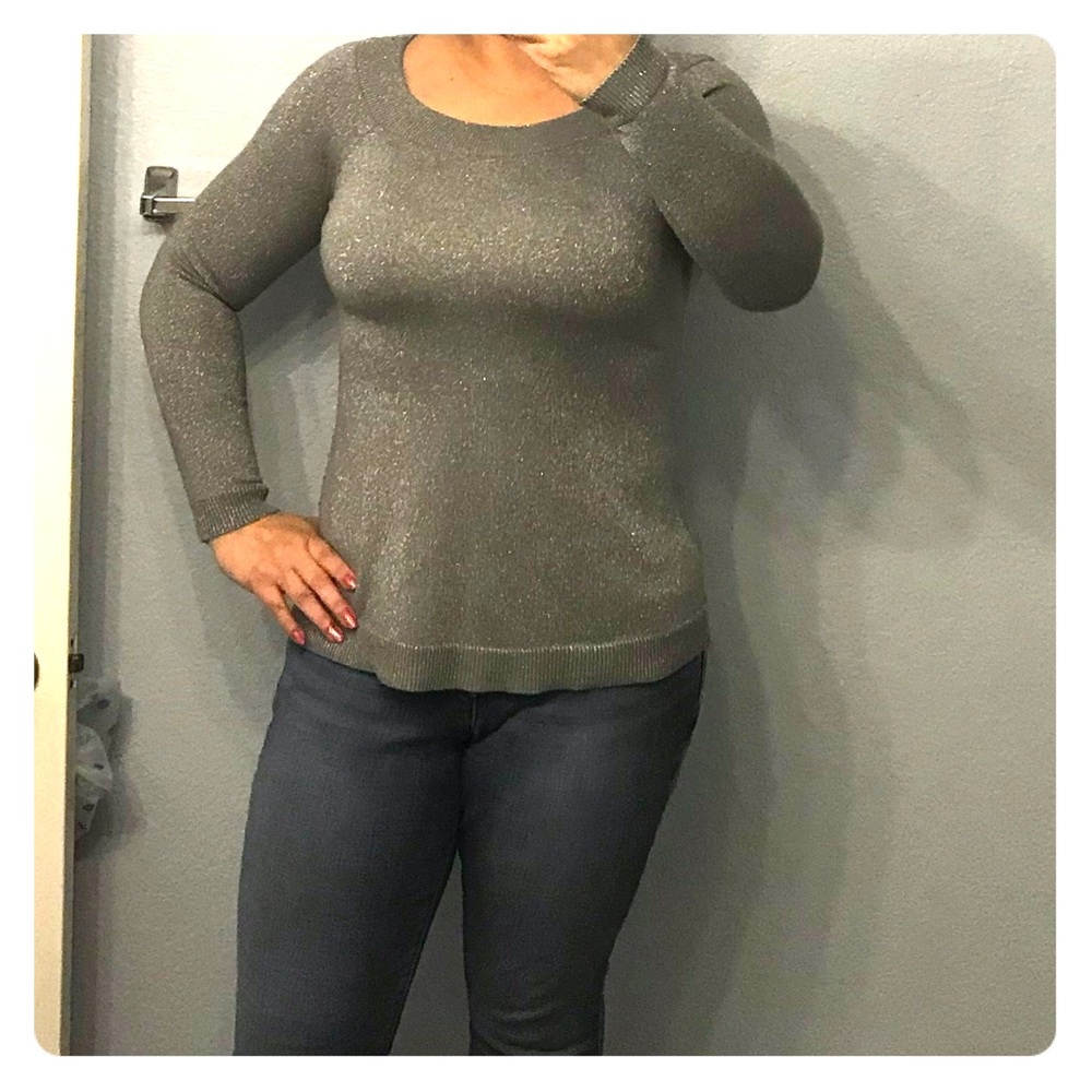 Silver sparkle grey boatneck sweater